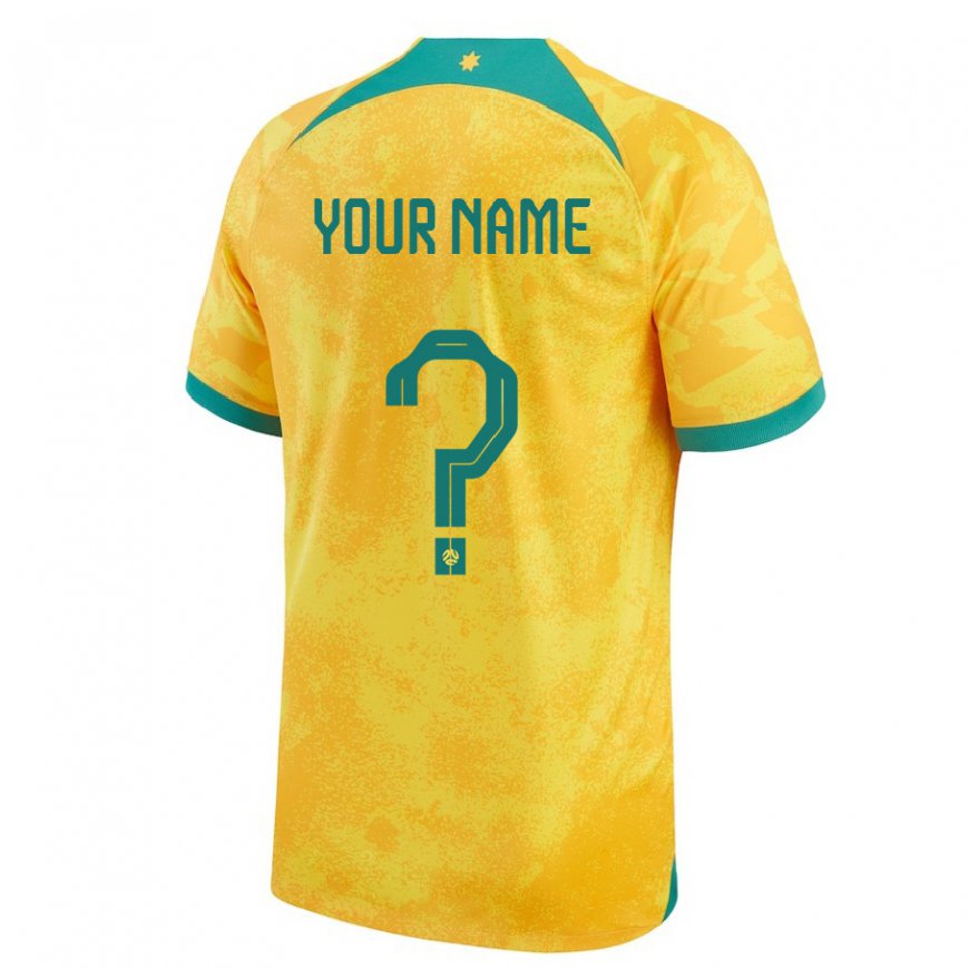 Kandiny Bambino Maglia Australia Il Tuo Nome #0 D'oro Kit Gara Home 22-24 Maglietta