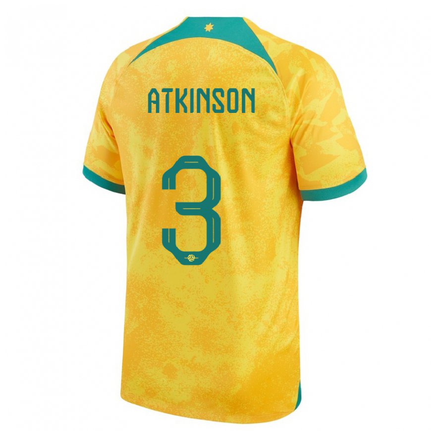 Kandiny Bambino Maglia Australia Nathaniel Atkinson #3 D'oro Kit Gara Home 22-24 Maglietta