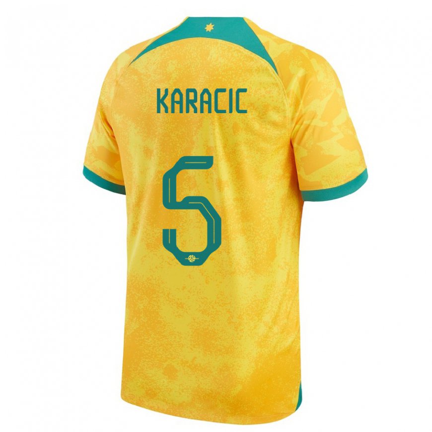 Kandiny Bambino Maglia Australia Fran Karacic #5 D'oro Kit Gara Home 22-24 Maglietta