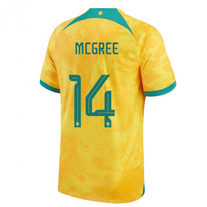 Kandiny Bambino Maglia Australia Riley Mcgree #14 D'oro Kit Gara Home 22-24 Maglietta