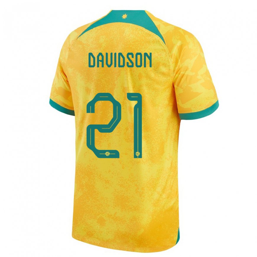 Kandiny Kinder Australische Jason Davidson #21 Gold Heimtrikot Trikot 22-24 T-shirt Österreich