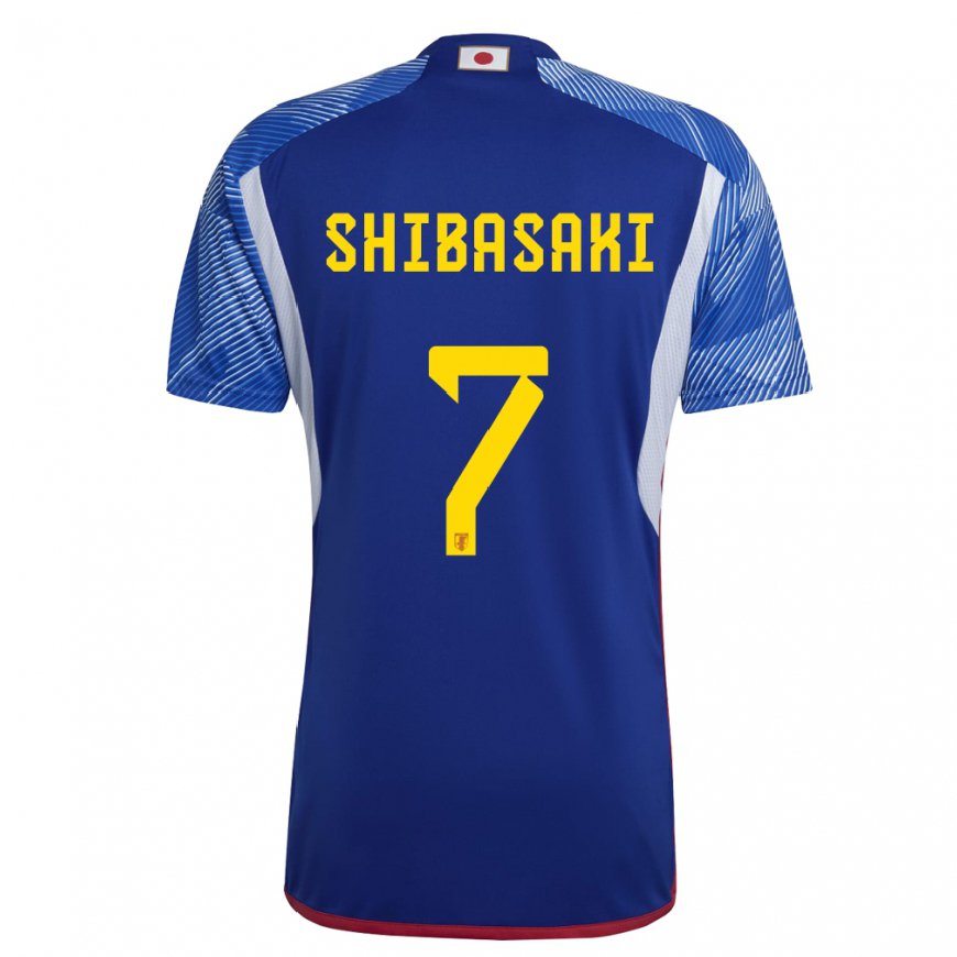 Kandiny Kinder Japanische Gaku Shibasaki #7 Königsblau Heimtrikot Trikot 22-24 T-shirt Österreich