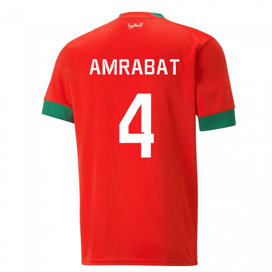 Kandiny Kinderen Marokkaans Soufiane Amrabat #4 Rood Thuisshirt Thuistenue 22-24 T-shirt België