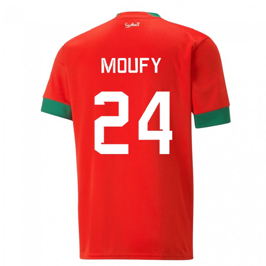 Kandiny Niño Camiseta Marruecos Fahd Moufy #24 Rojo 1ª Equipación 22-24 La Camisa