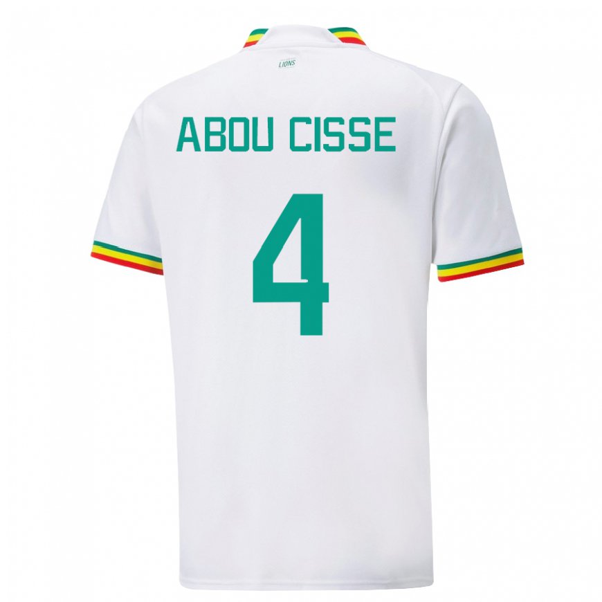 Kandiny Bambino Maglia Senegal Pape Abou Cisse #4 Bianco Kit Gara Home 22-24 Maglietta