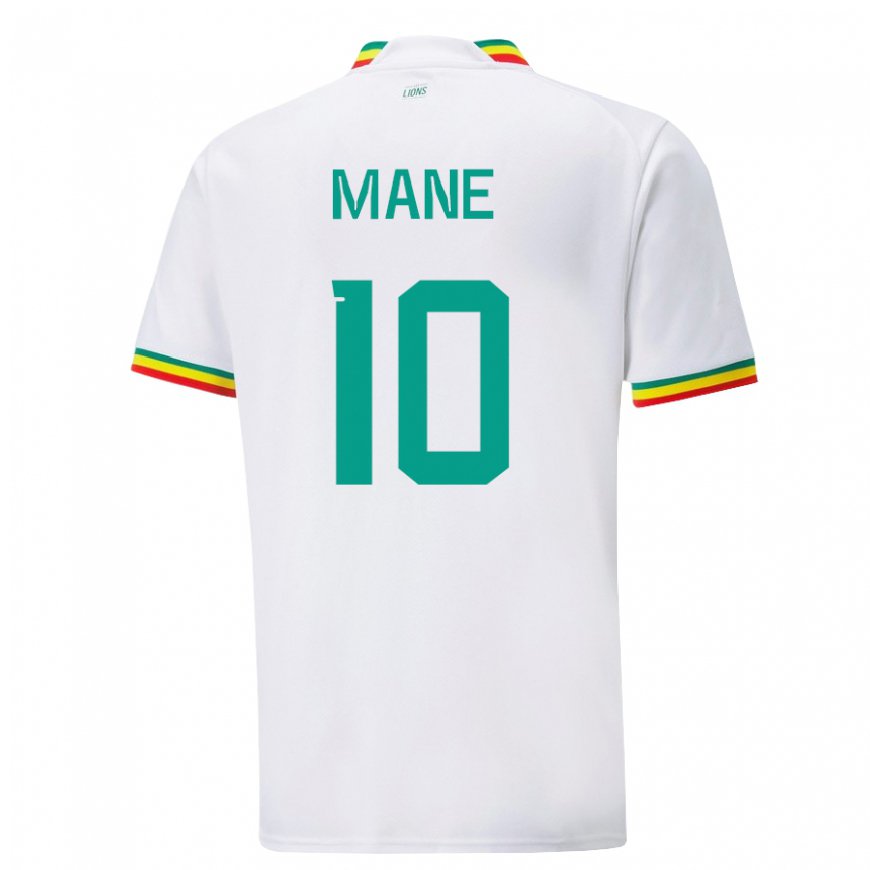 Kandiny Kinderen Senegalees Sadio Mane #10 Wit Thuisshirt Thuistenue 22-24 T-shirt België