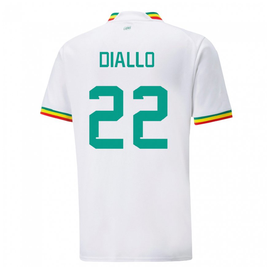 Kandiny Bambino Maglia Senegal Abdou Diallo #22 Bianco Kit Gara Home 22-24 Maglietta