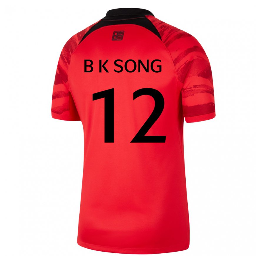 Kandiny Bambino Maglia Corea Del Sud Bum-keun Song #12 Rosso Nero Kit Gara Home 22-24 Maglietta