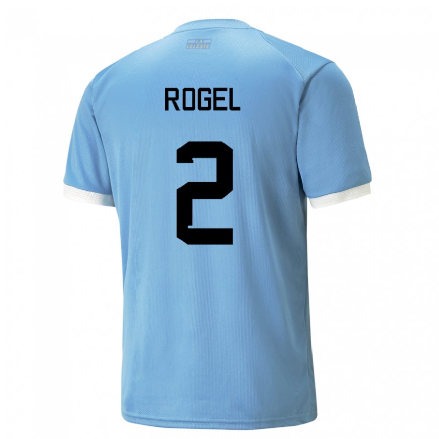 Kandiny Kinder Uruguayische Agustin Rogel #2 Blau Heimtrikot Trikot 22-24 T-shirt Österreich