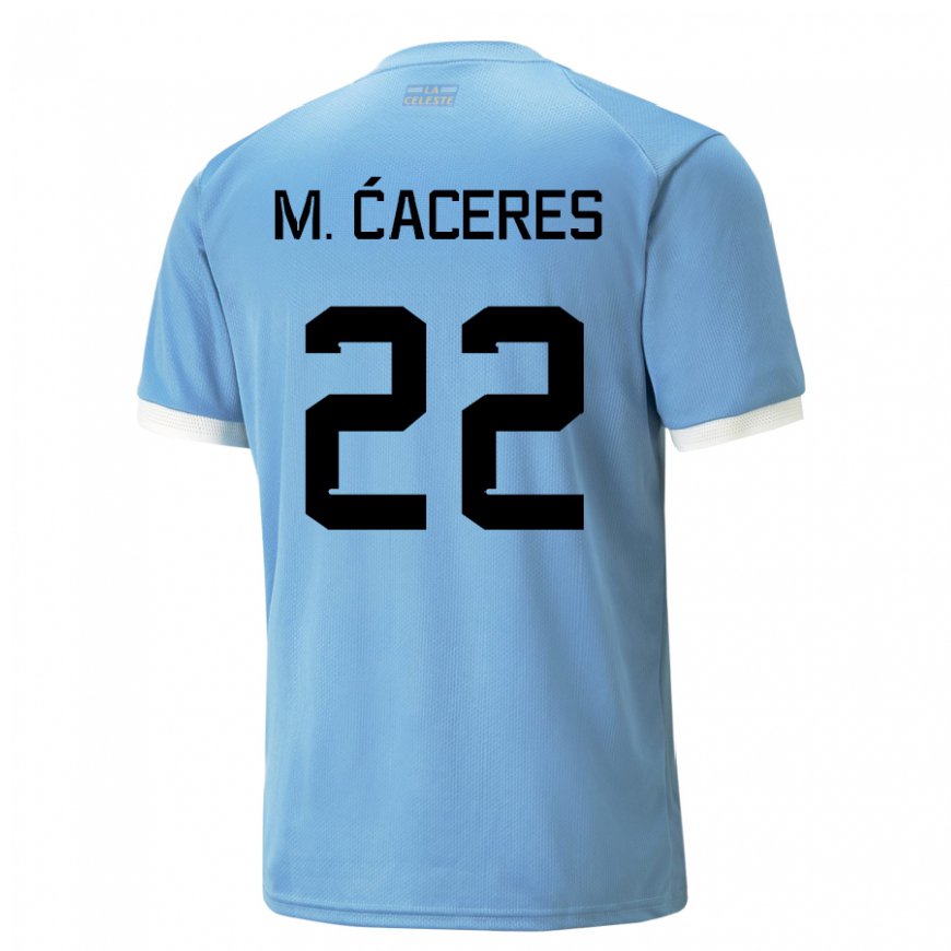 Kandiny Niño Camiseta Uruguay Martin Caceres #22 Azul 1ª Equipación 22-24 La Camisa