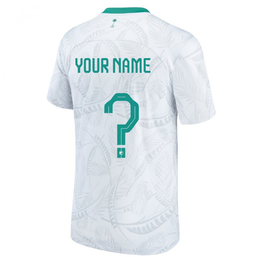 Kandiny Bambino Maglia Arabia Saudita Il Tuo Nome #0 Bianco Kit Gara Home 22-24 Maglietta