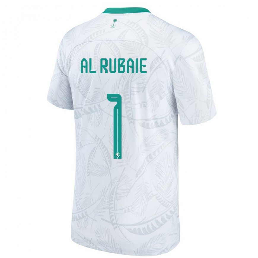 Kandiny Bambino Maglia Arabia Saudita Mohammed Al Rubaie #1 Bianco Kit Gara Home 22-24 Maglietta