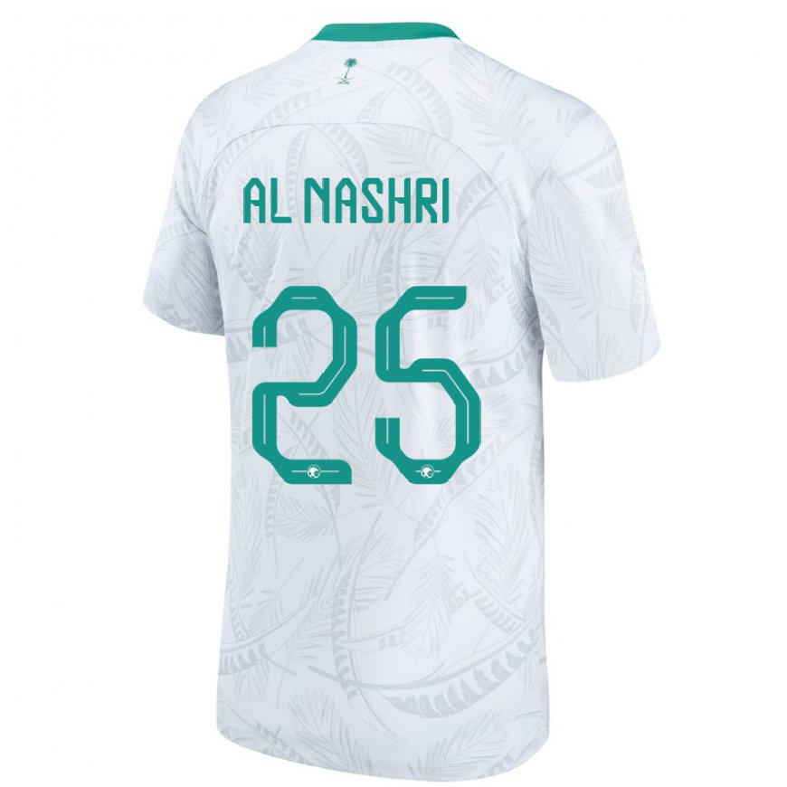 Kandiny Kinderen Saoedi-arabisch Awad Al Nashri #25 Wit Thuisshirt Thuistenue 22-24 T-shirt