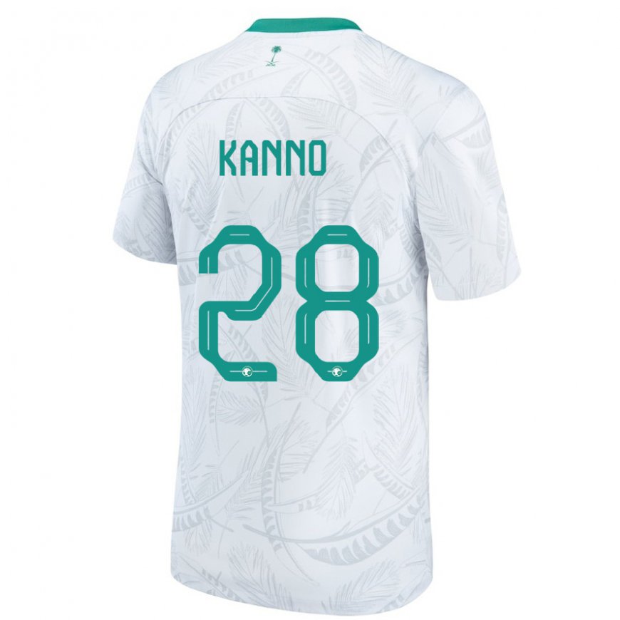 Kandiny Bambino Maglia Arabia Saudita Mohamed Kanno #28 Bianco Kit Gara Home 22-24 Maglietta