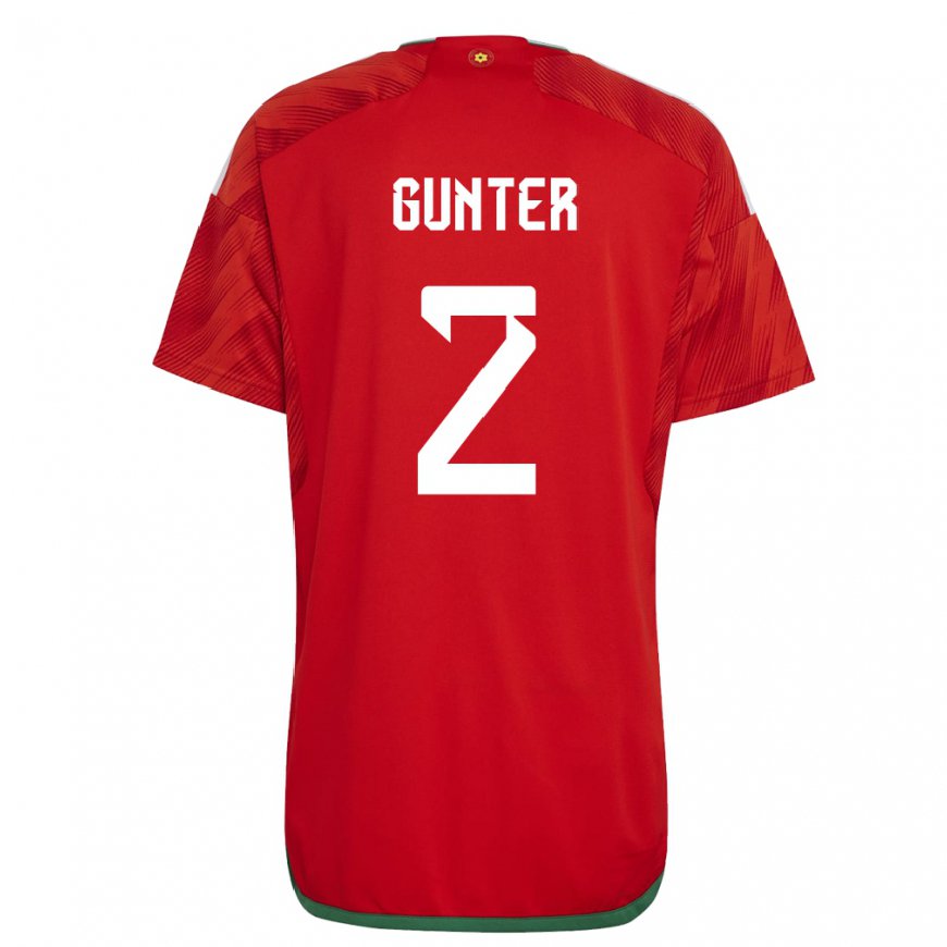 Kandiny Kinderen Welsh Chris Gunter #2 Rood Thuisshirt Thuistenue 22-24 T-shirt België