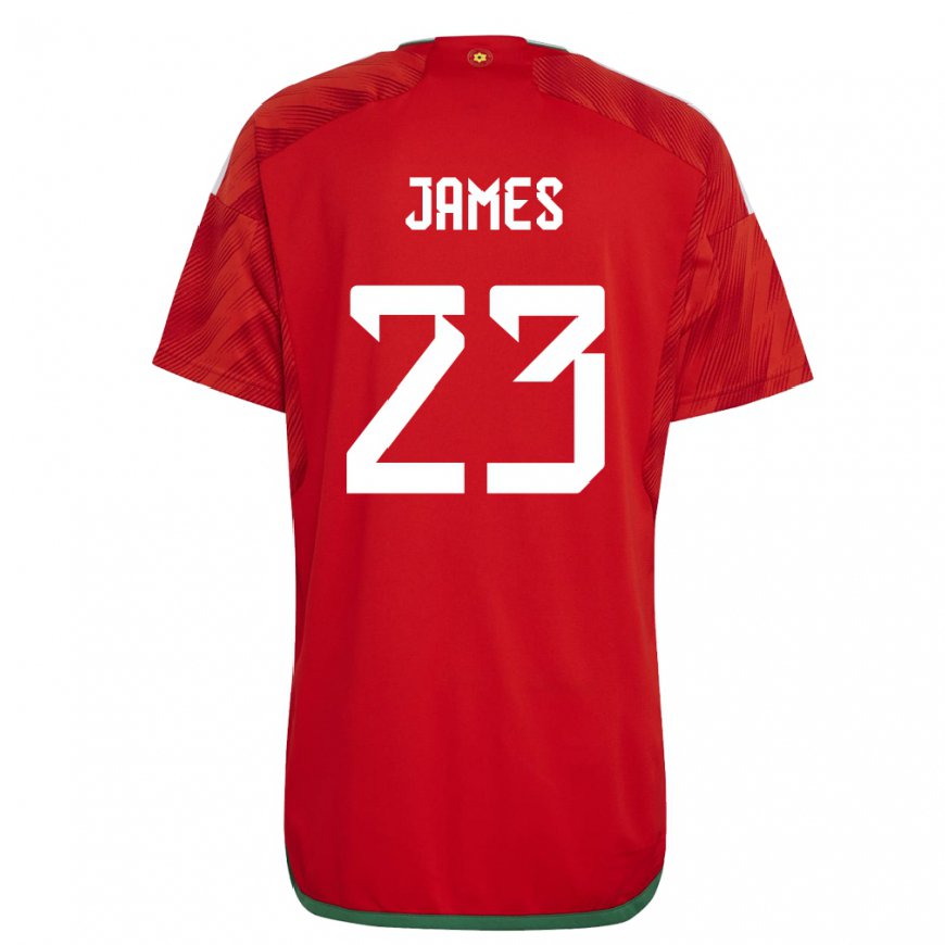 Kandiny Kinderen Welsh Jordan James #23 Rood Thuisshirt Thuistenue 22-24 T-shirt