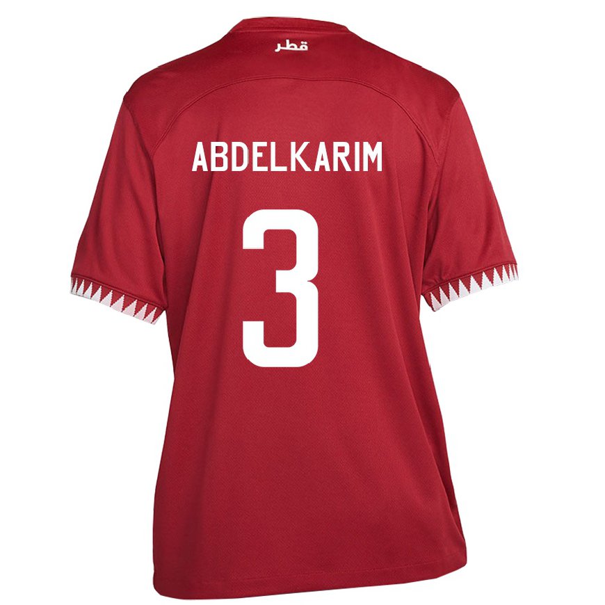 Kandiny Kinder Katarische Abdelkarim Hassan #3 Kastanienbraun Heimtrikot Trikot 22-24 T-shirt Österreich