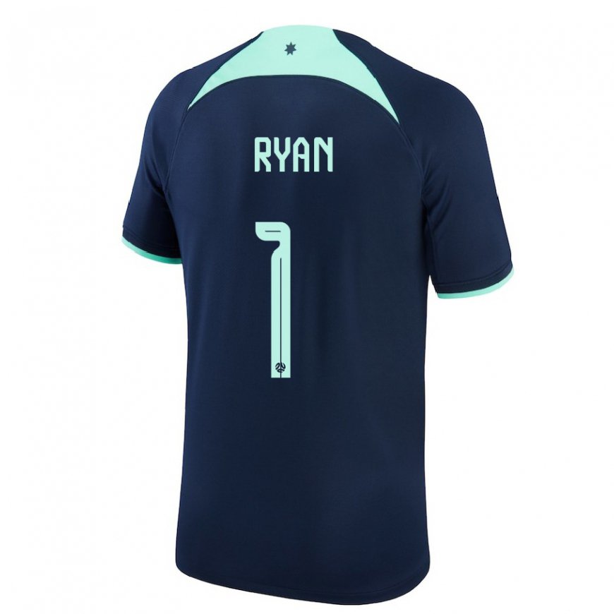 Kandiny Bambino Maglia Australia Mathew Ryan #1 Blu Scuro Kit Gara Away 22-24 Maglietta