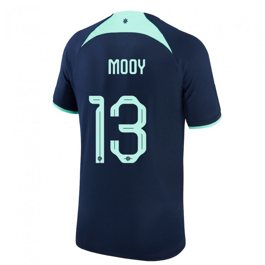 Kandiny Bambino Maglia Australia Aaron Mooy #13 Blu Scuro Kit Gara Away 22-24 Maglietta