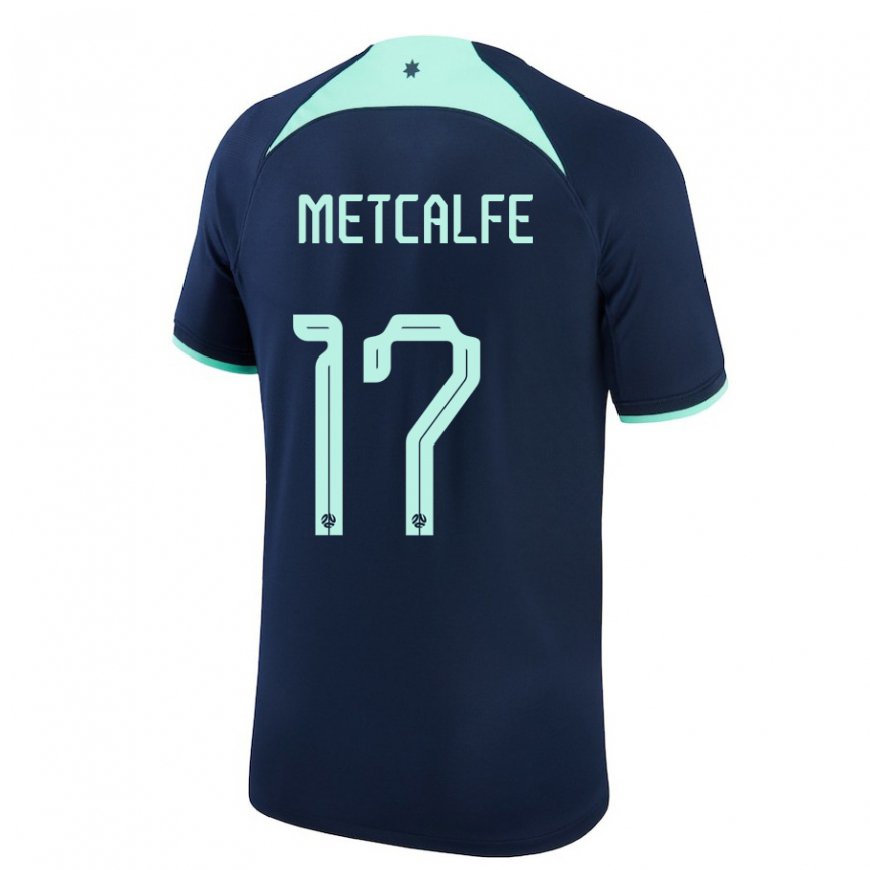 Kandiny Bambino Maglia Australia Connor Metcalfe #17 Blu Scuro Kit Gara Away 22-24 Maglietta