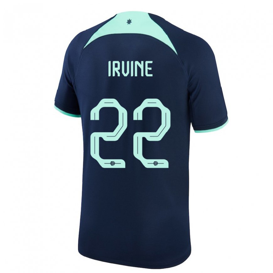 Kandiny Niño Camiseta Australia Jackson Irvine #22 Azul Oscuro 2ª Equipación 22-24 La Camisa