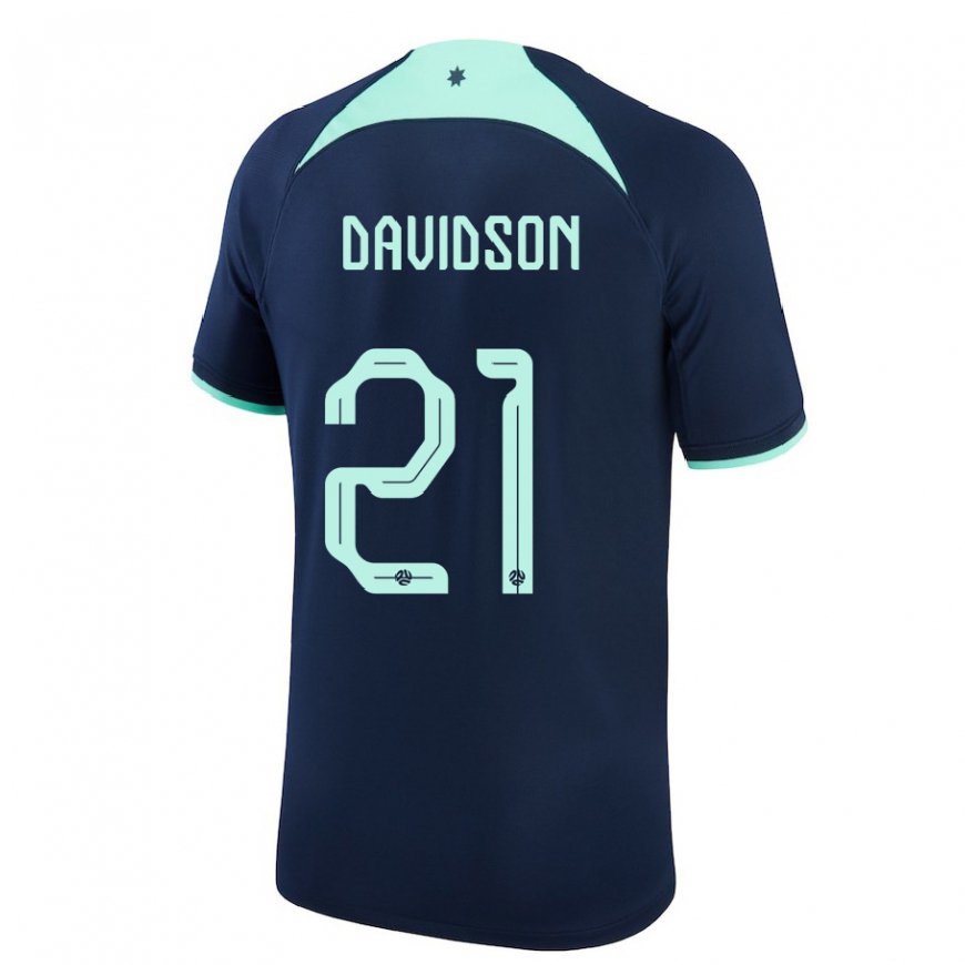 Kandiny Bambino Maglia Australia Jason Davidson #21 Blu Scuro Kit Gara Away 22-24 Maglietta