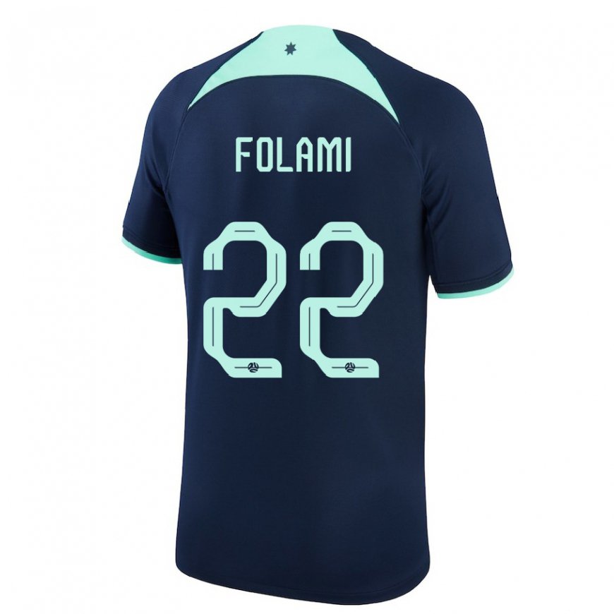 Kandiny Bambino Maglia Australia Ben Folami #22 Blu Scuro Kit Gara Away 22-24 Maglietta