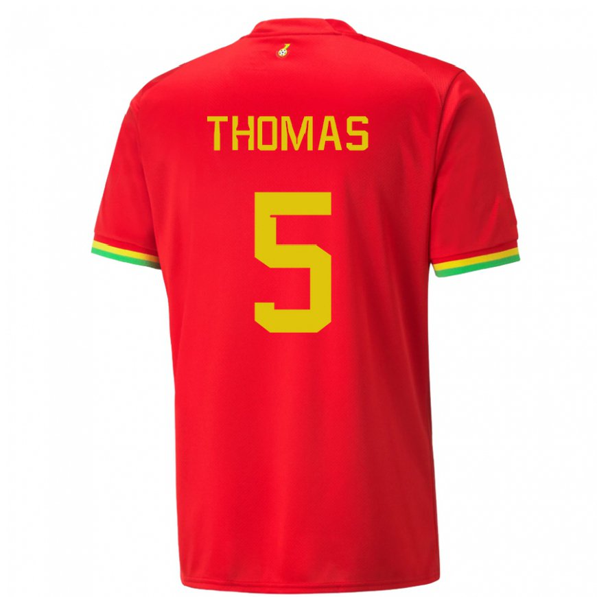 Kandiny Niño Camiseta Ghana Thomas Partey #5 Rojo 2ª Equipación 22-24 La Camisa