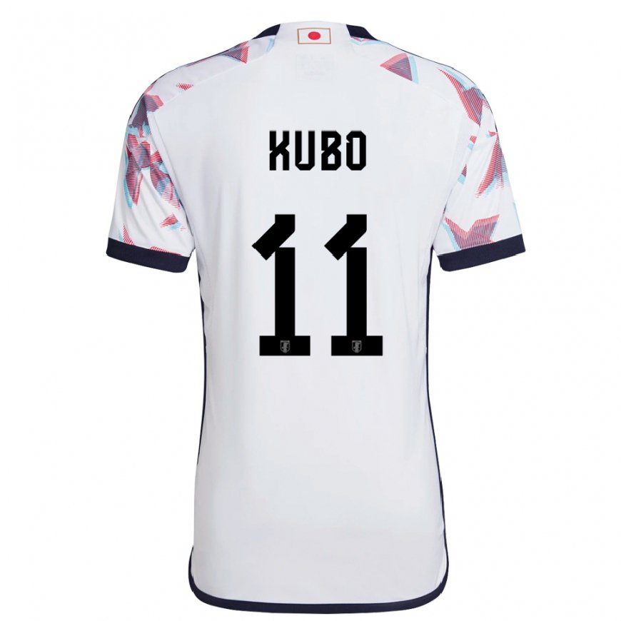 Kandiny Bambino Maglia Giappone Takefusa Kubo #11 Bianco Kit Gara Away 22-24 Maglietta