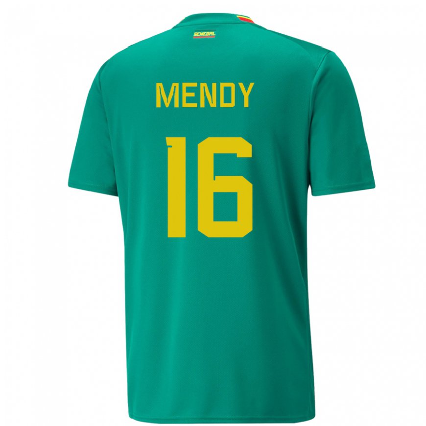 Kandiny Bambino Maglia Senegal Edouard Mendy #16 Verde Kit Gara Away 22-24 Maglietta