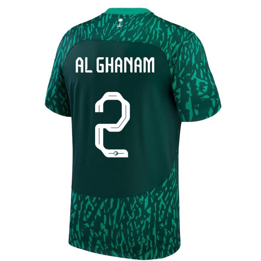 Kandiny Bambino Maglia Arabia Saudita Sultan Al Ghanam #2 Verde Scuro Kit Gara Away 22-24 Maglietta