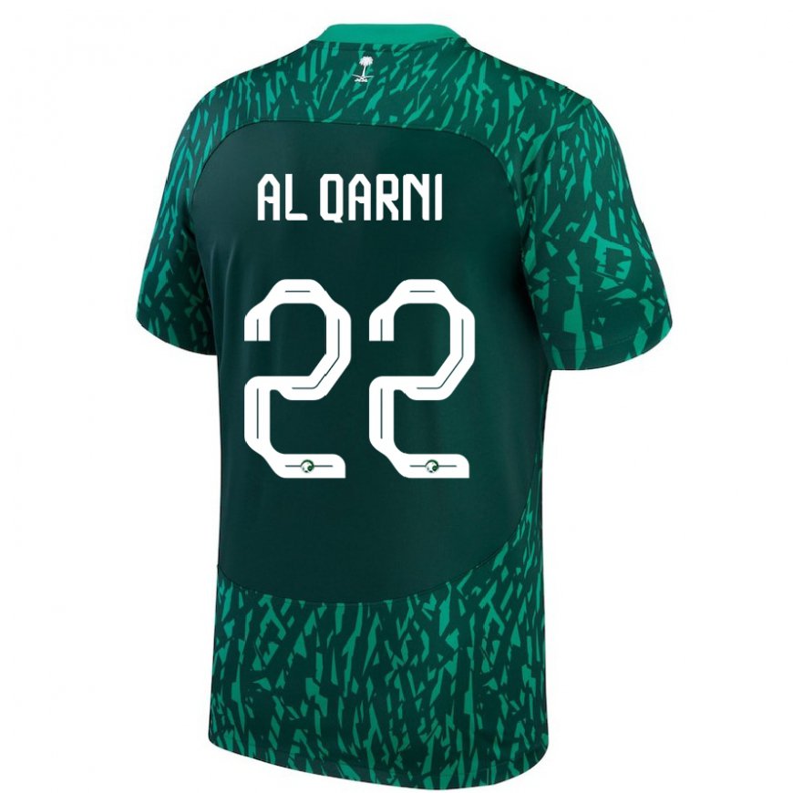 Kandiny Kinder Saudi-arabische Fawaz Al Qarni #22 Dunkelgrün Auswärtstrikot Trikot 22-24 T-shirt Österreich