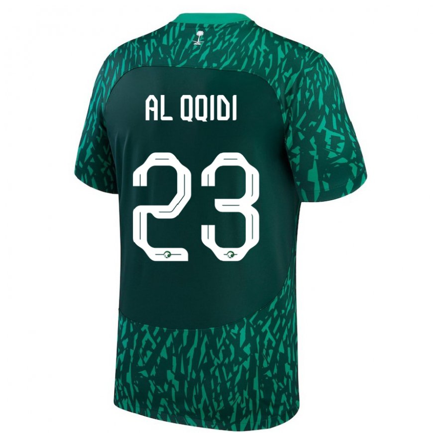 Kandiny Bambino Maglia Arabia Saudita Nawaf Al Qqidi #23 Verde Scuro Kit Gara Away 22-24 Maglietta