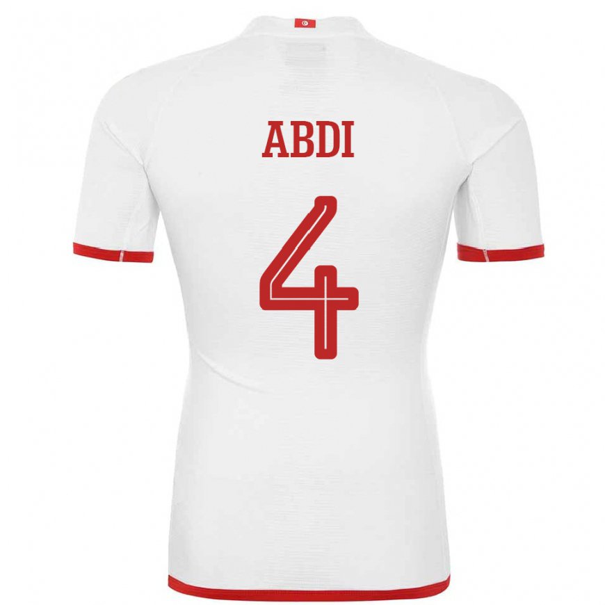 Kandiny Niño Camiseta Túnez Ali Abdi #4 Blanco 2ª Equipación 22-24 La Camisa México