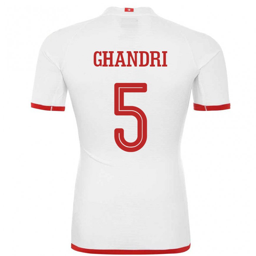 Kandiny Bambino Maglia Tunisia Nader Ghandri #5 Bianco Kit Gara Away 22-24 Maglietta