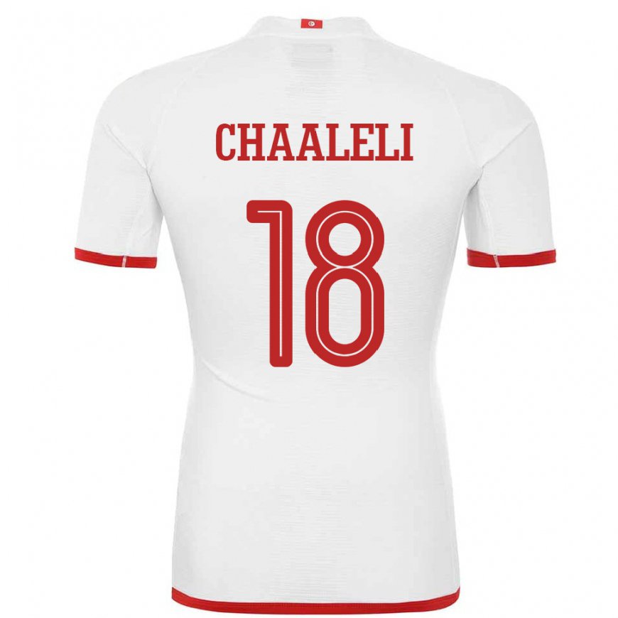 Kandiny Niño Camiseta Túnez Ghaliene Chaaleli #18 Blanco 2ª Equipación 22-24 La Camisa México