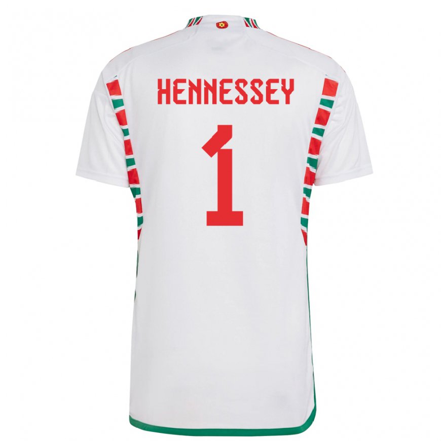 Kandiny Kinderen Welsh Wayne Hennessey #1 Wit Uitshirt Uittenue 22-24 T-shirt