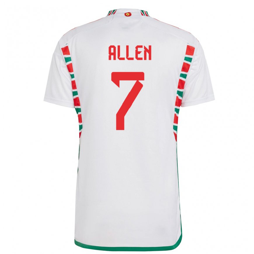 Kandiny Kinderen Welsh Joe Allen #7 Wit Uitshirt Uittenue 22-24 T-shirt