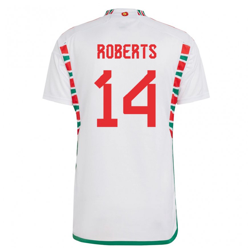 Kandiny Kinder Walisische Connor Roberts #14 Weiß Auswärtstrikot Trikot 22-24 T-shirt Österreich