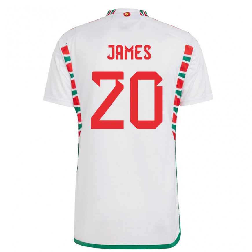 Kandiny Kinder Walisische Daniel James #20 Weiß Auswärtstrikot Trikot 22-24 T-shirt Österreich