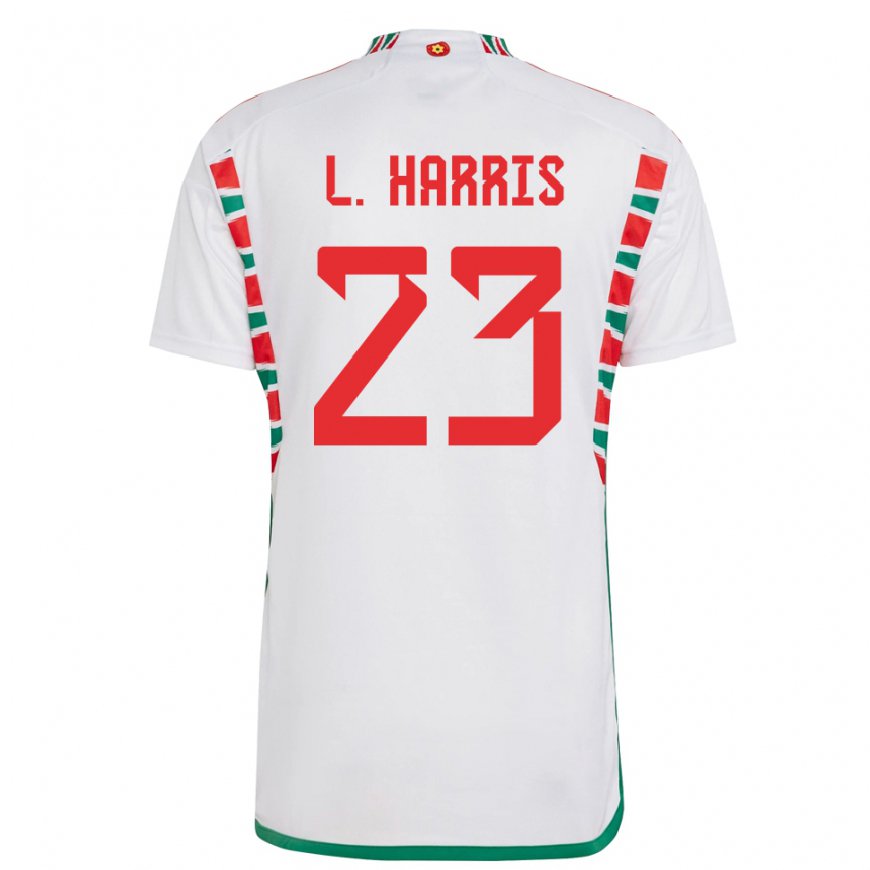 Kandiny Bambino Maglia Galles Luke Harris #23 Bianco Kit Gara Away 22-24 Maglietta