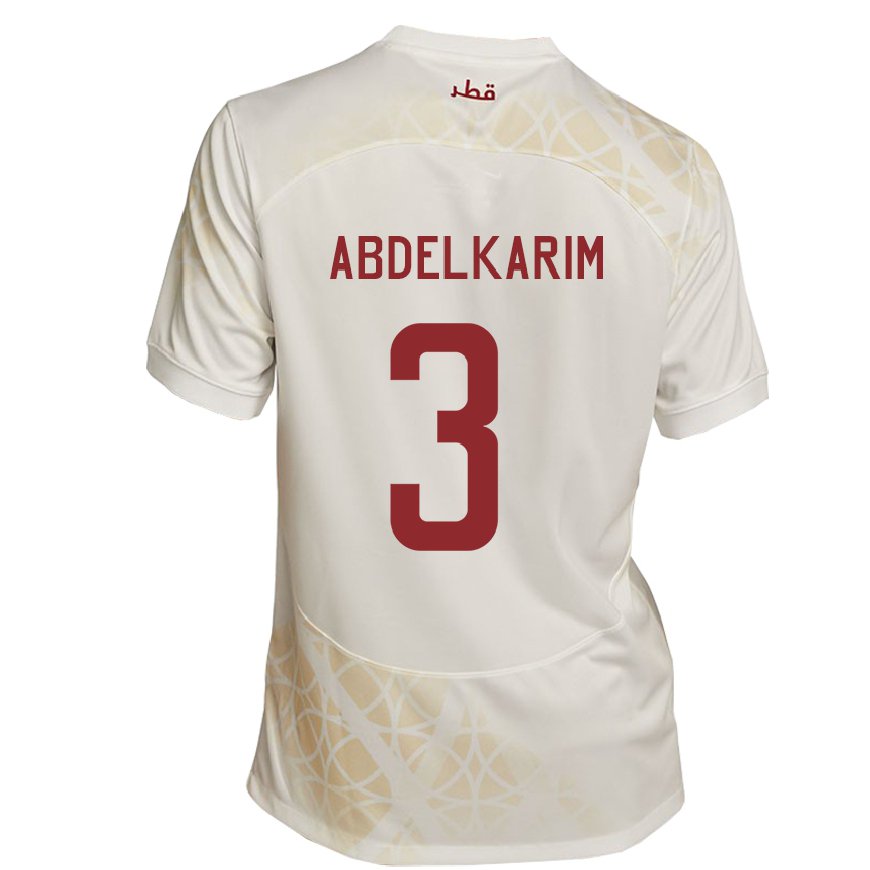 Kandiny Kinderen Qatarees Abdelkarim Hassan #3 Goud Beige Uitshirt Uittenue 22-24 T-shirt België