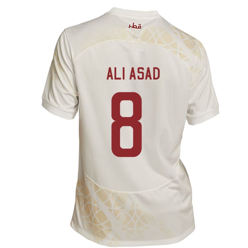 Kandiny Kinderen Qatarees Ali Asad #8 Goud Beige Uitshirt Uittenue 22-24 T-shirt