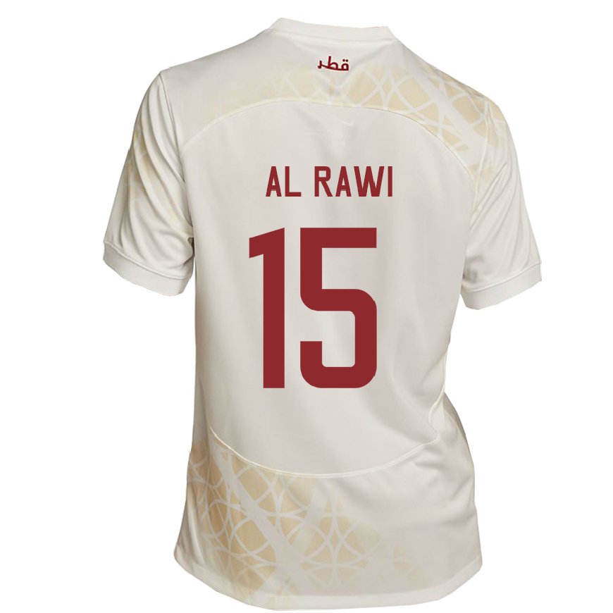 Kandiny Kinder Katarische Bassam Al Rawi #15 Goldbeige Auswärtstrikot Trikot 22-24 T-shirt Österreich