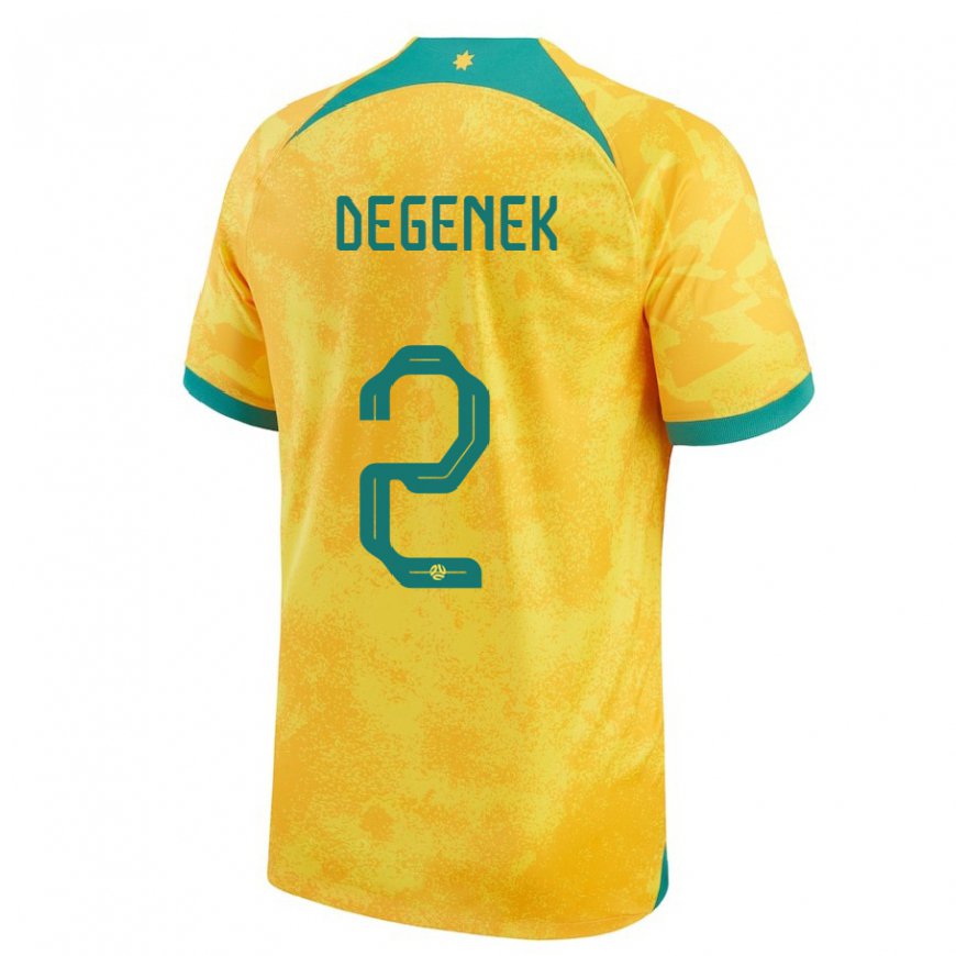 Kandiny Uomo Maglia Australia Milos Degenek #2 D'oro Kit Gara Home 22-24 Maglietta