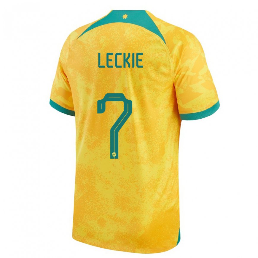 Kandiny Uomo Maglia Australia Mathew Leckie #7 D'oro Kit Gara Home 22-24 Maglietta