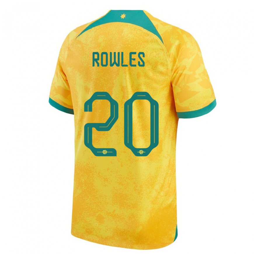 Kandiny Uomo Maglia Australia Kye Rowles #20 D'oro Kit Gara Home 22-24 Maglietta