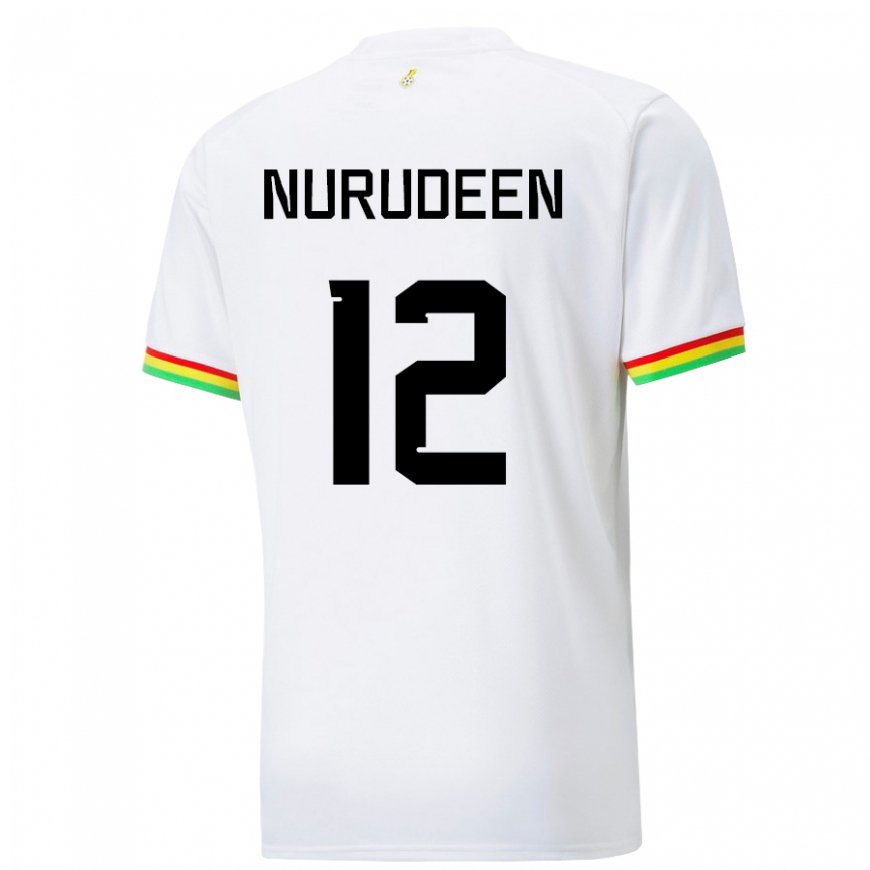 Kandiny Uomo Maglia Ghana Abdul Nurudeen #12 Bianco Kit Gara Home 22-24 Maglietta