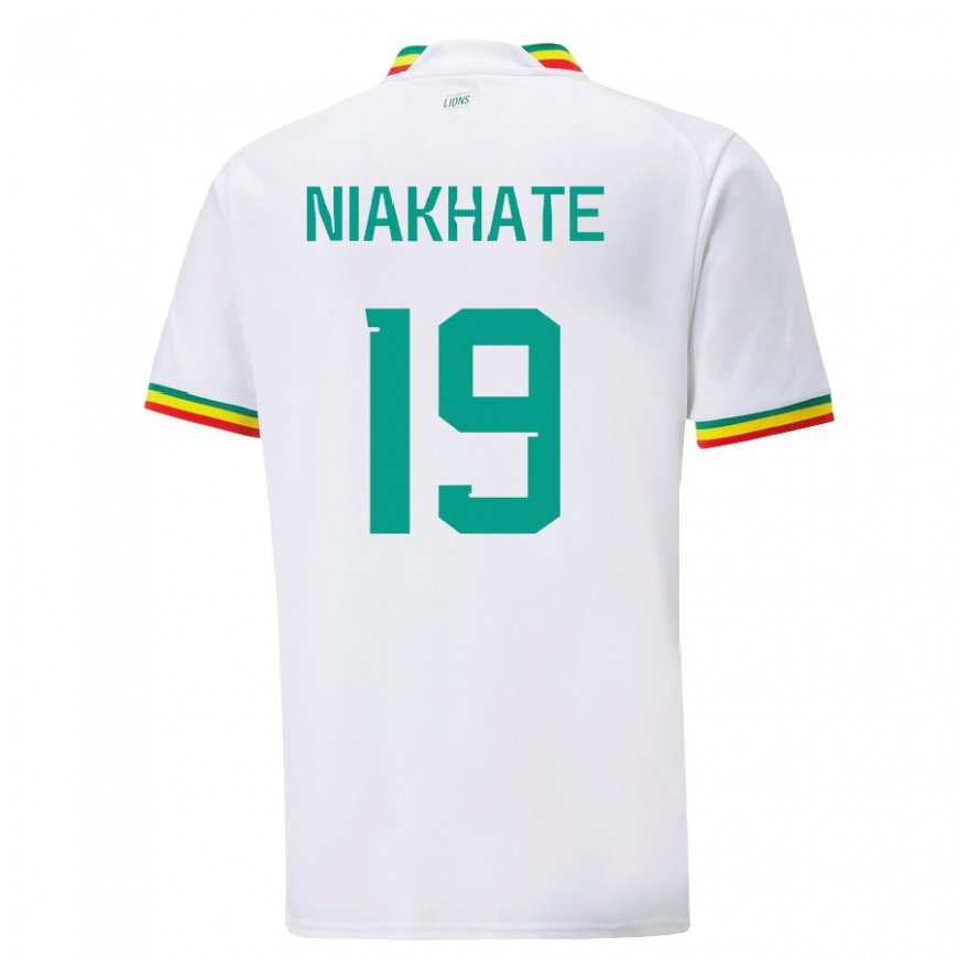 Kandiny Uomo Maglia Senegal Moussa Niakhate #19 Bianco Kit Gara Home 22-24 Maglietta