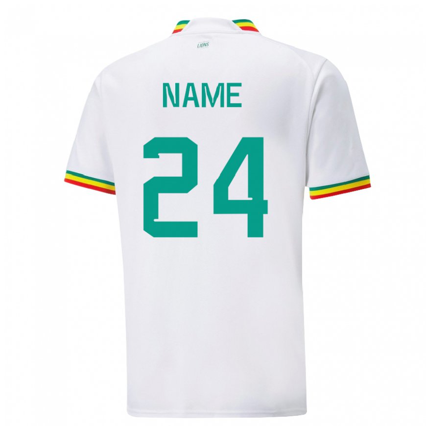 Kandiny Uomo Maglia Senegal Moustapha Name #24 Bianco Kit Gara Home 22-24 Maglietta